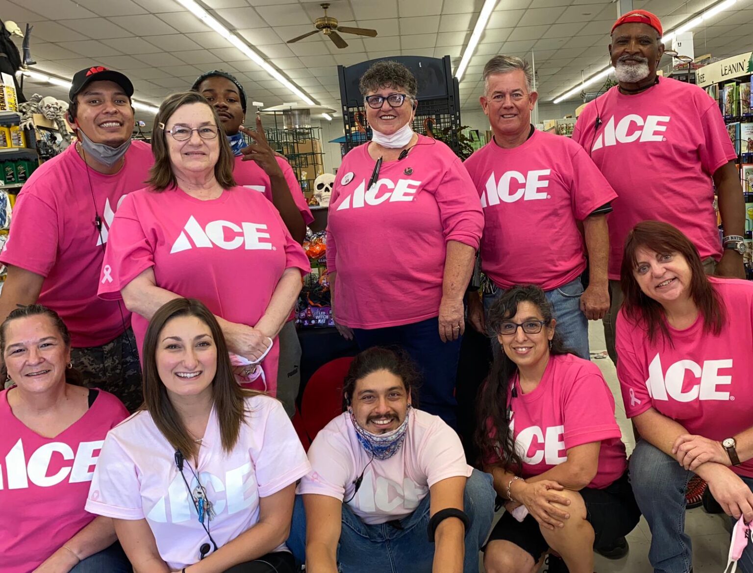 Antioch Ace team members in pink Ace shirts